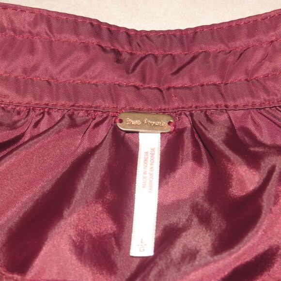 Free People Satin Zip Up Wine Midnight Bomber Jacket - Picture 9 of 10